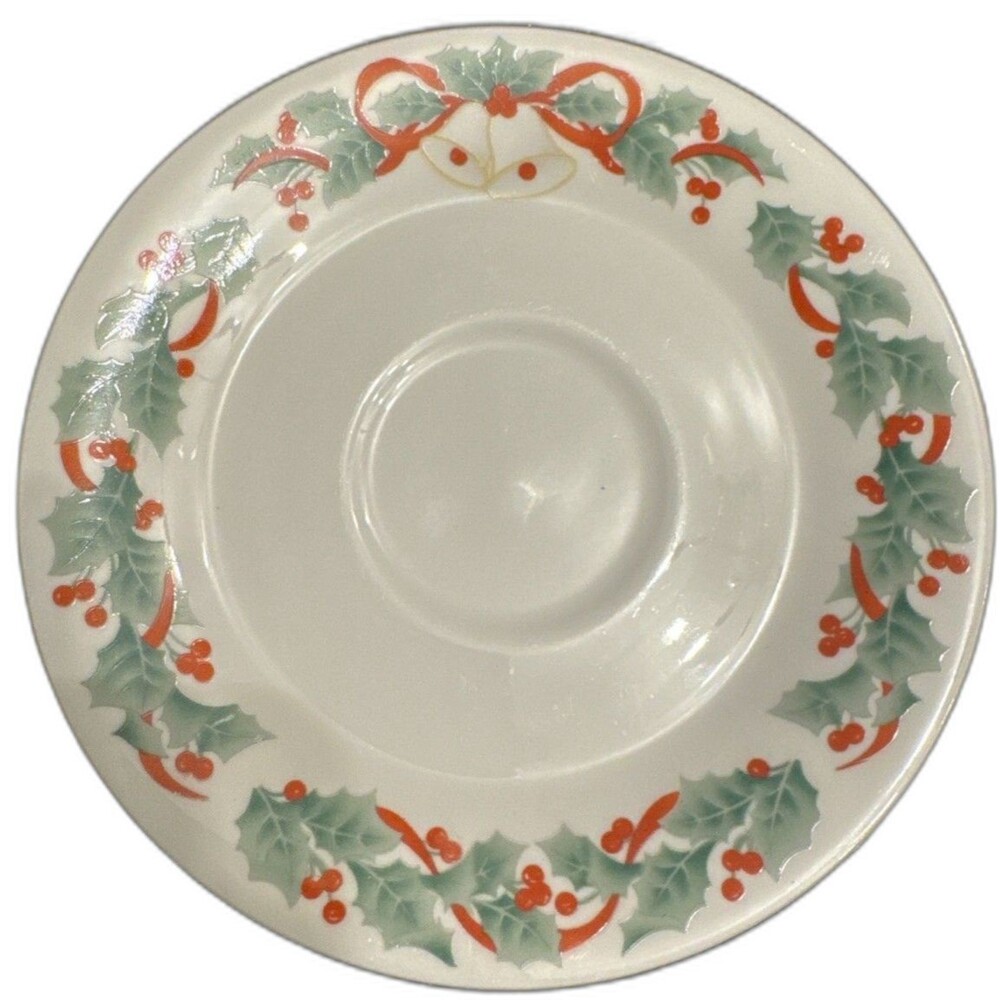 Vintage Christmas Teacup Saucer Sango Noel Saucer 6 3/16" 1990